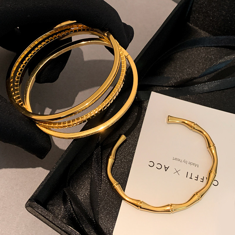 Gold Bamboo Stackable Bangle product image